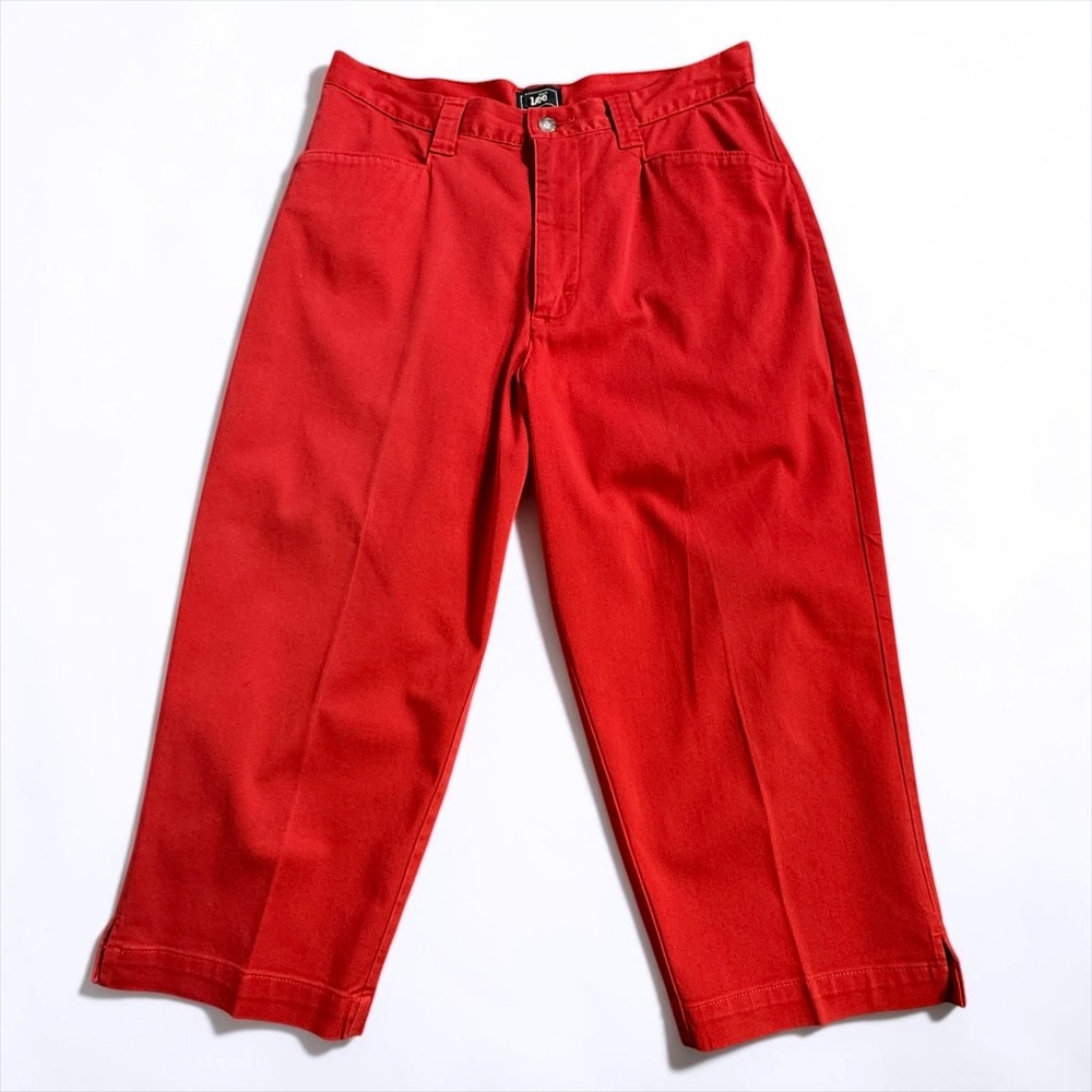 Lee Womens Red High Waisted Cropped Pants Petite 8P Cotton Lycra LEEH1122041